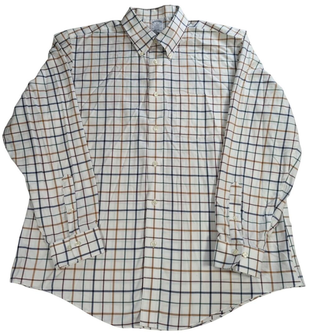 Brooks Brothers Regent 1818 Dress Shirt XL Multicolor Check Long Sleeve Cotton